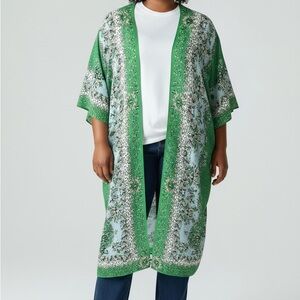 Max Studio Green Floral Women's Kimono
